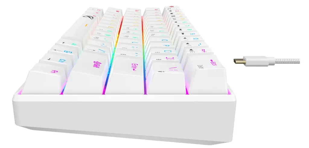 TECLADO MECANICO COMPACTO BLANCO CABLE TIPO C HAVIT 61 TECLAS RGB (5).webp