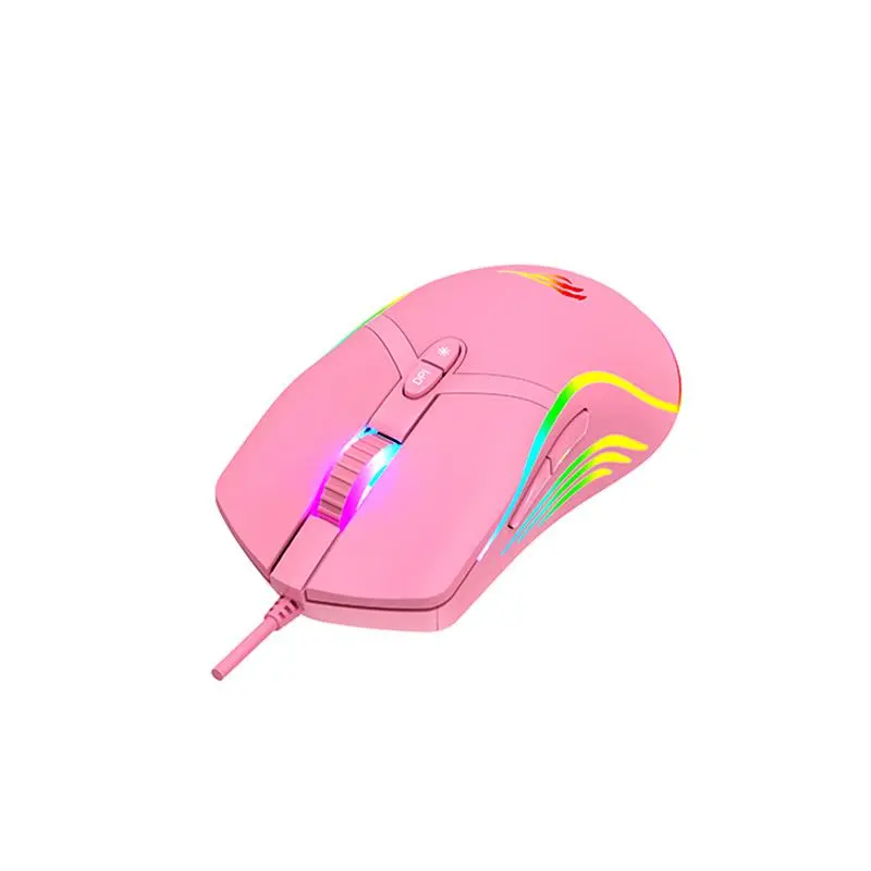 [MS1029R] MOUSE GAMER RGB RETROILUMINADO 7200DPI 6 BOTONES USB ROSADO HAVIT (1).webp