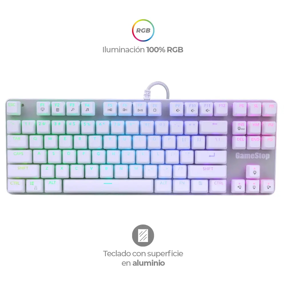 TECLADO MECANICO GAMER BLANCO RGB SWITCH CAFE