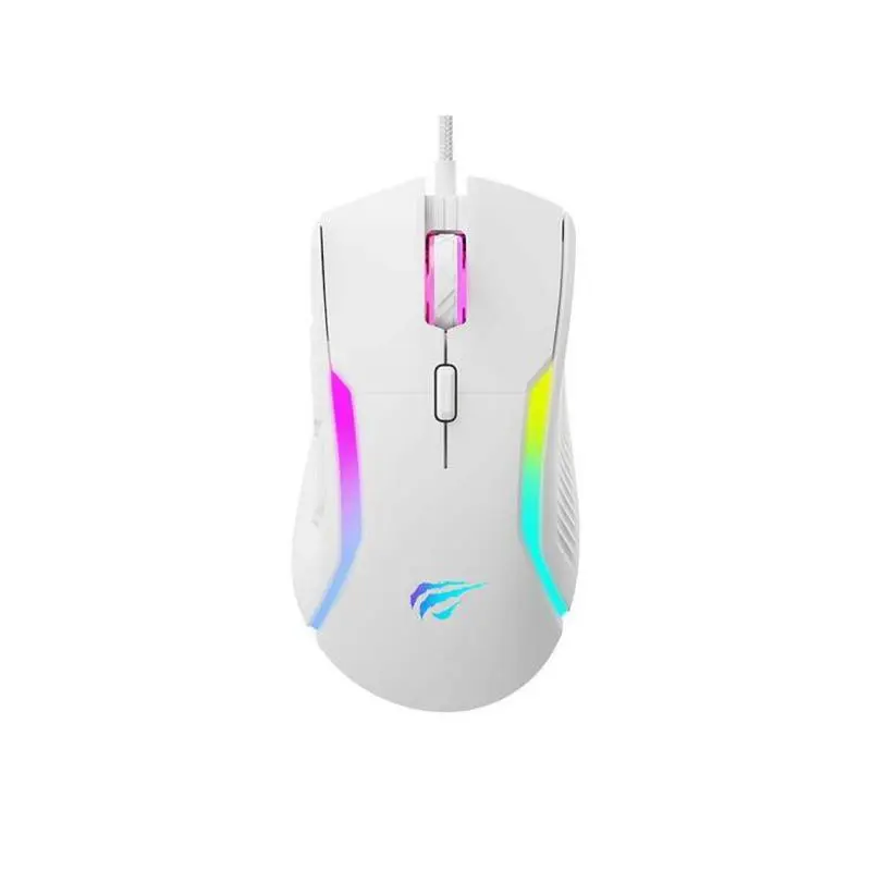 MOUSE GAMER RGB 8000DPI USB HAVIT BLANCO GAMER 9 BOTONES 