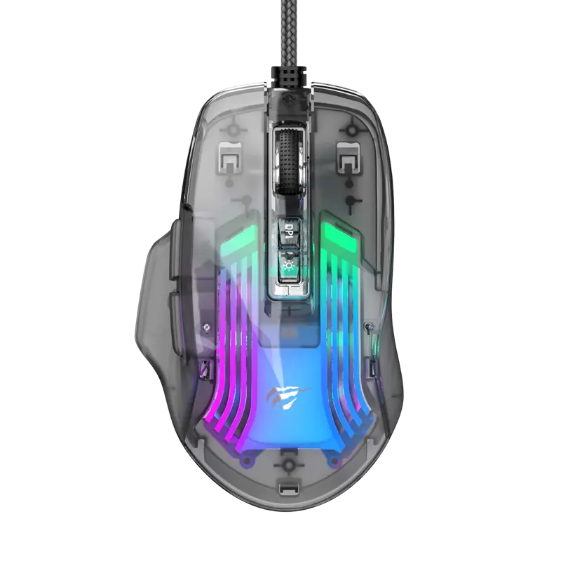 MOUSE GAMER TRANSPARENTE PROFESIONAL 7200DPI RGB RETROILUMINADO 