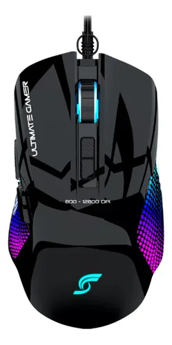 [MGJR-051] MOUSE GAMER PROFESIONAL 12800DPI RGB SOFTWARE USB 7 BOTONES NEGRO 