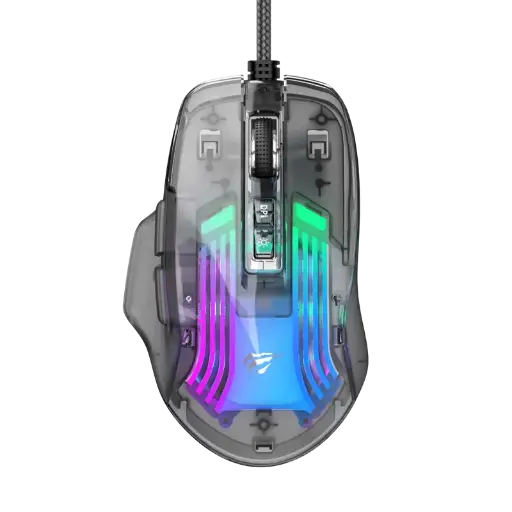 [MS1011SE] MOUSE GAMER TRANSPARENTE PROFESIONAL 7200DPI RGB RETROILUMINADO 