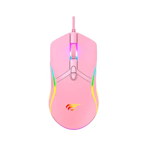 [MS1029R] MOUSE GAMER RGB RETROILUMINADO 7200DPI 6 BOTONES USB ROSADO HAVIT 