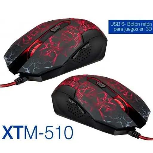 [XTM-510] MOUSE  ÓPTICO 6 BOTONES 3D USB GAMER 2400 DPI LUCES 