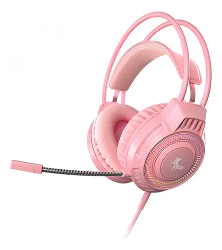 [XTH-564] AUDIFONOS DIADEMAS RGB GAMER ROSADOS XTECH ESTEREO 