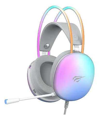 [H2037D] AUDIFONOS DIADEMA HAVIT GAMING LUZ 3.5MM C/ MICROFONO WHITE ADAPTADOR HAVIT 2H 1 M 3.5MM