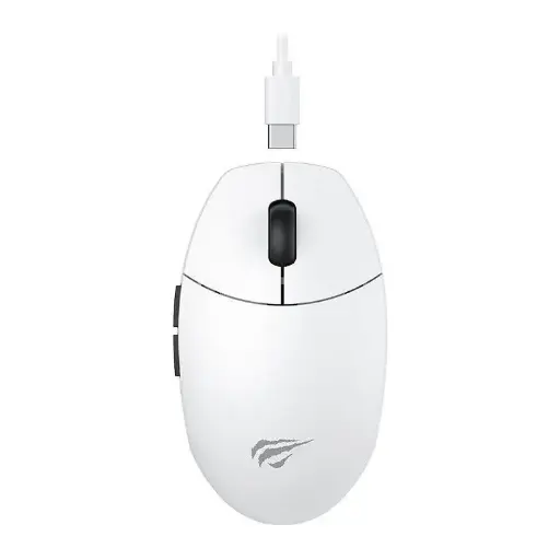 [MS1039W] MOUSE GAMER BLANCO INALAMBRICO RECARGABLE TIPO C a USB Y NANO RECEPTOR 2.4GHZ 7400DPI