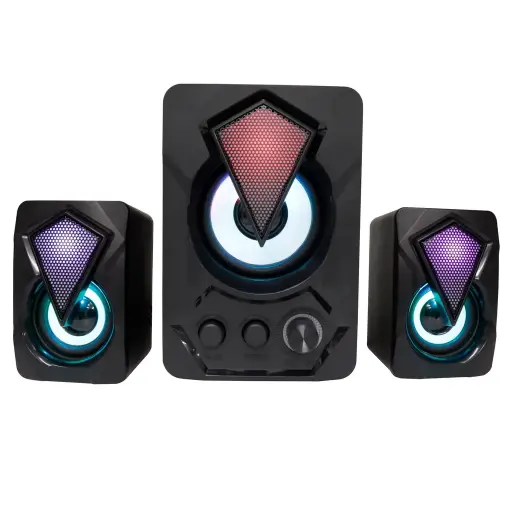 [G3] PARLANTES BAFLES RGB CON WOOFER 6W PC 3.5MM NEGROS G3 